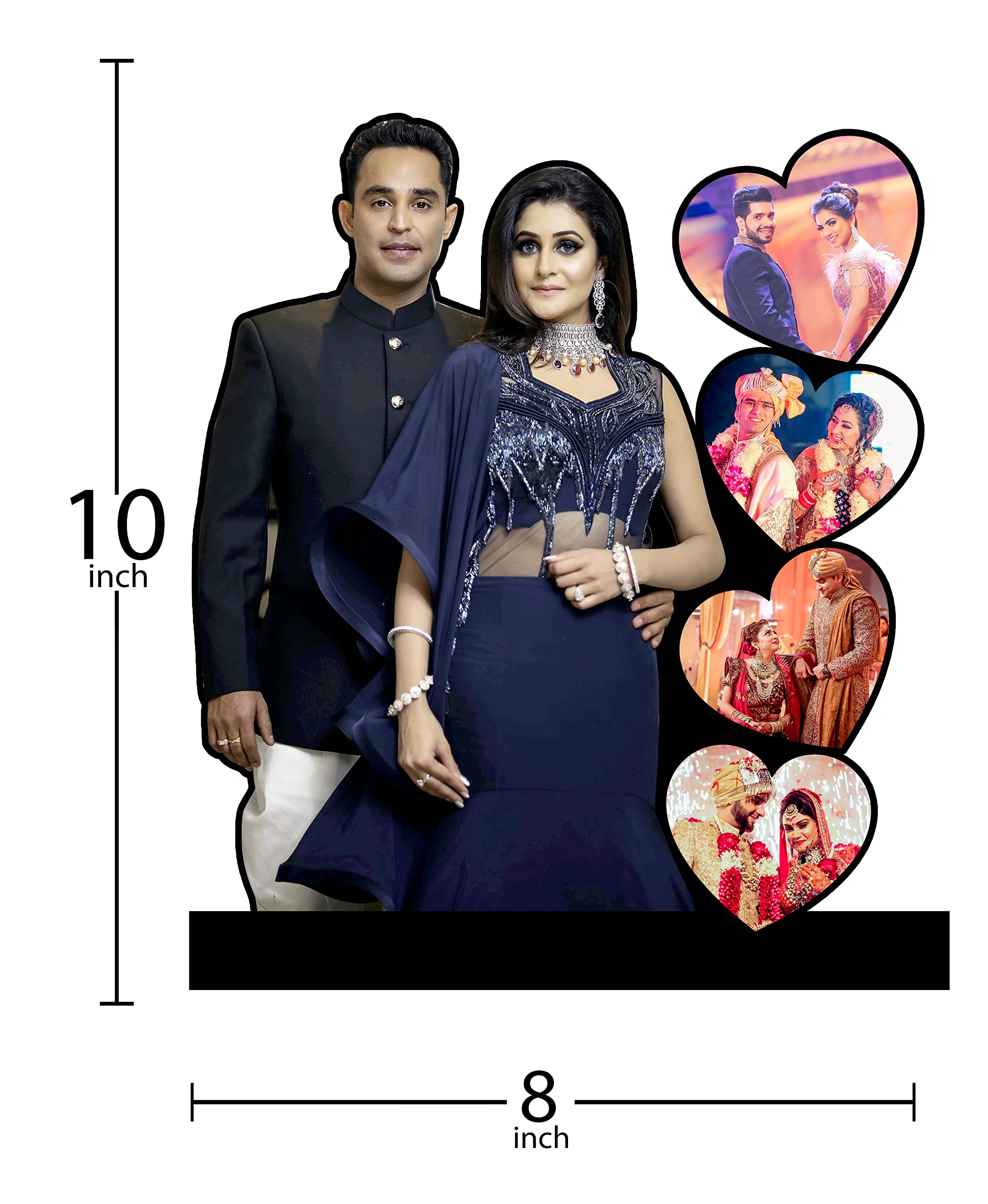 Shri Kanth Art Heart Customized Couple Photo Frame With Photo, Personalized Photo Or Picture Frame - Wall Mounted Wooden - Mosai
